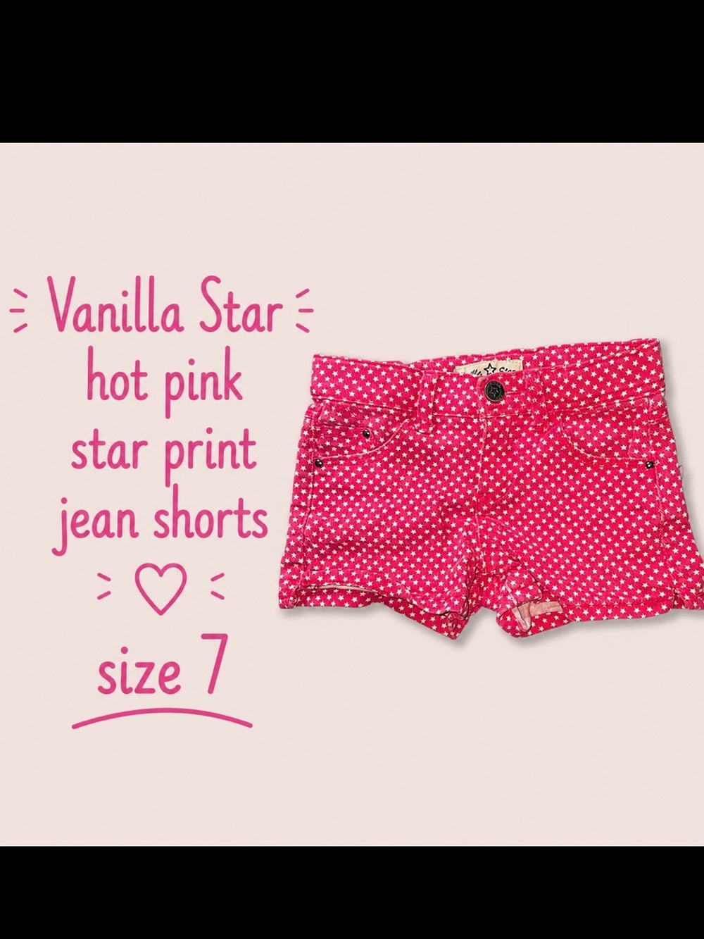 Vanilla Star Hot Pink Star-Print Jean Shorts